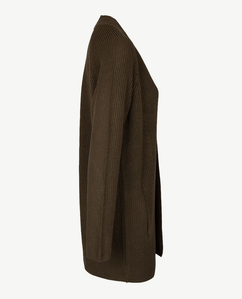 Le Comte - Lang gebreid vest - Khaki