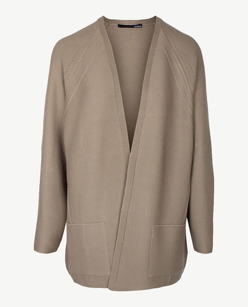 Le Comte - Lang gebreid vest - Taupe