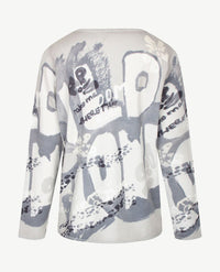 Le Comte - Lichte pullover-top - ronde hals - Dessin grijs, off-white en beige