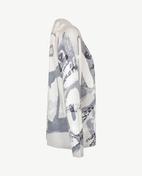 Le Comte - Lichte pullover-top - ronde hals - Dessin grijs, off-white en beige