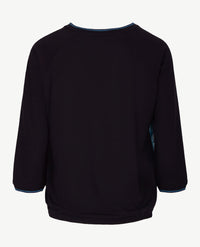 Le Comte - Top/lichte pullover in navy met pasteldessin