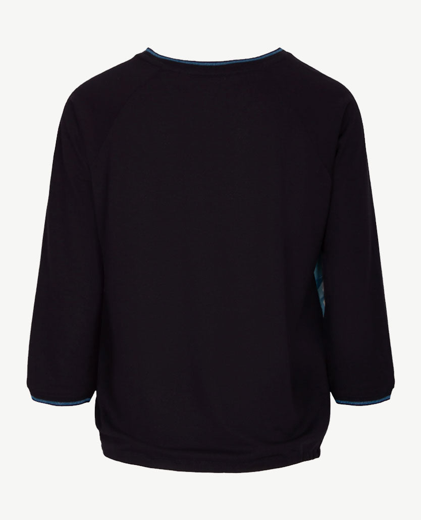 Le Comte - Top/lichte pullover in navy met pasteldessin