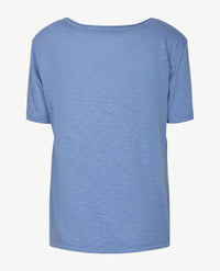 Le Comte - Top/tuniek in bloem dessin van denim/geel en wit