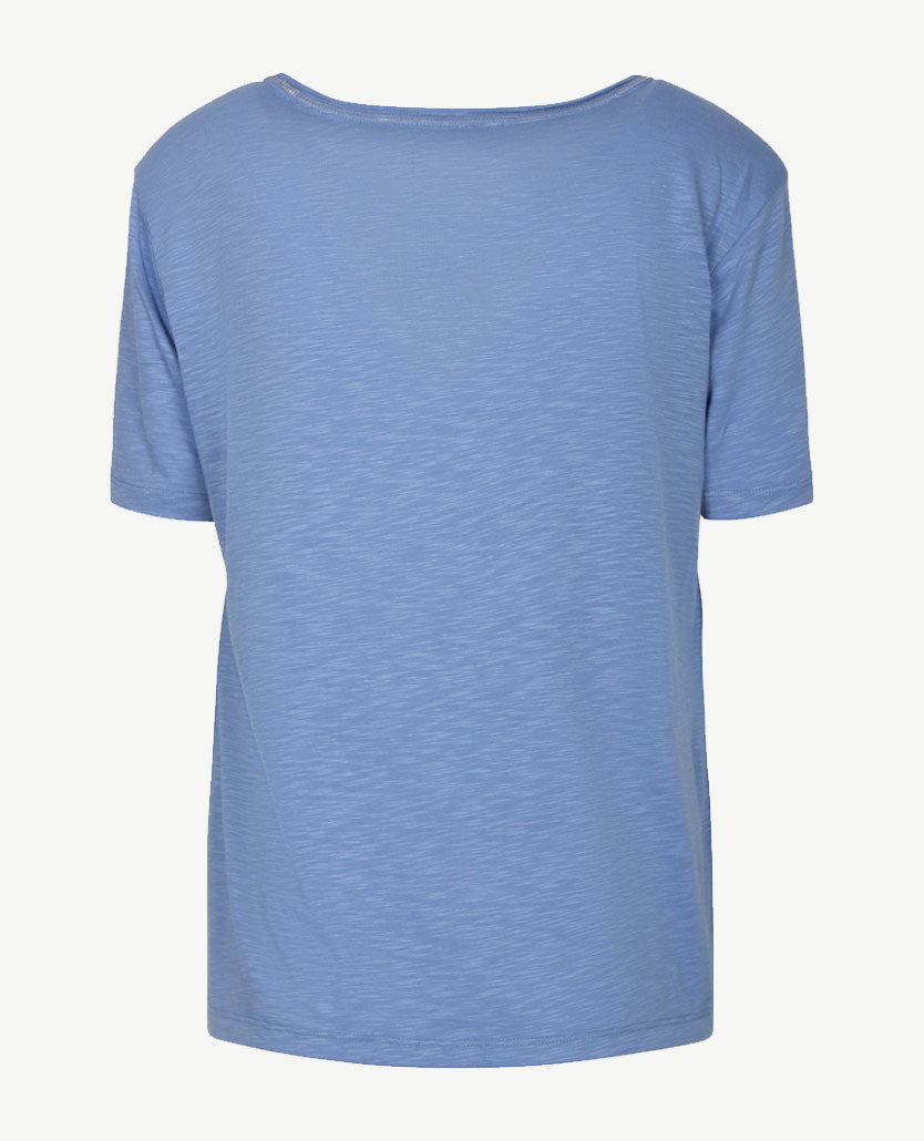 Le Comte - Top/tuniek in bloem dessin van denim/geel en wit