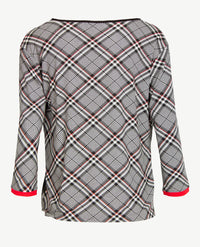 Le Comte - Top/tuniek in pied de coq en multidessin van zwart, wit en rood