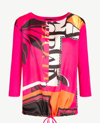 Le Comte - Top/tuniek in uni en dessin van pink/wit/zwart