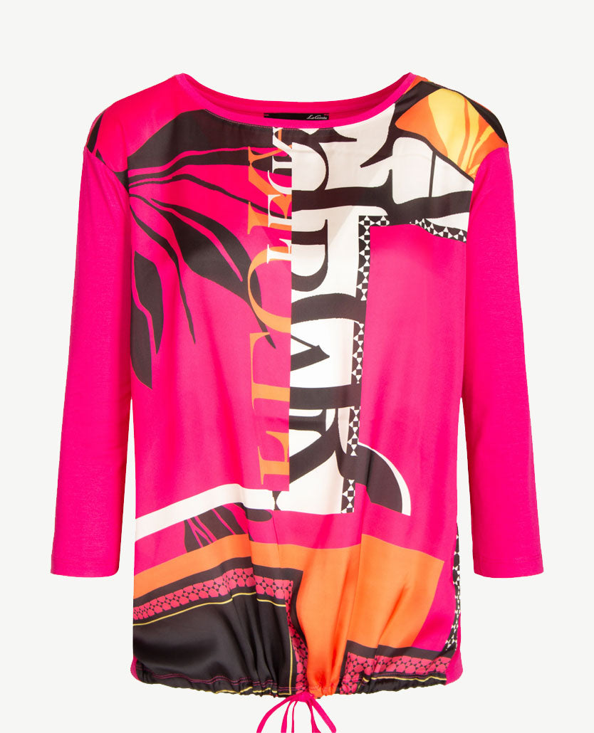 Le Comte - Top/tuniek in uni en dessin van pink/wit/zwart