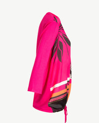 Le Comte - Top/tuniek in uni en dessin van pink/wit/zwart