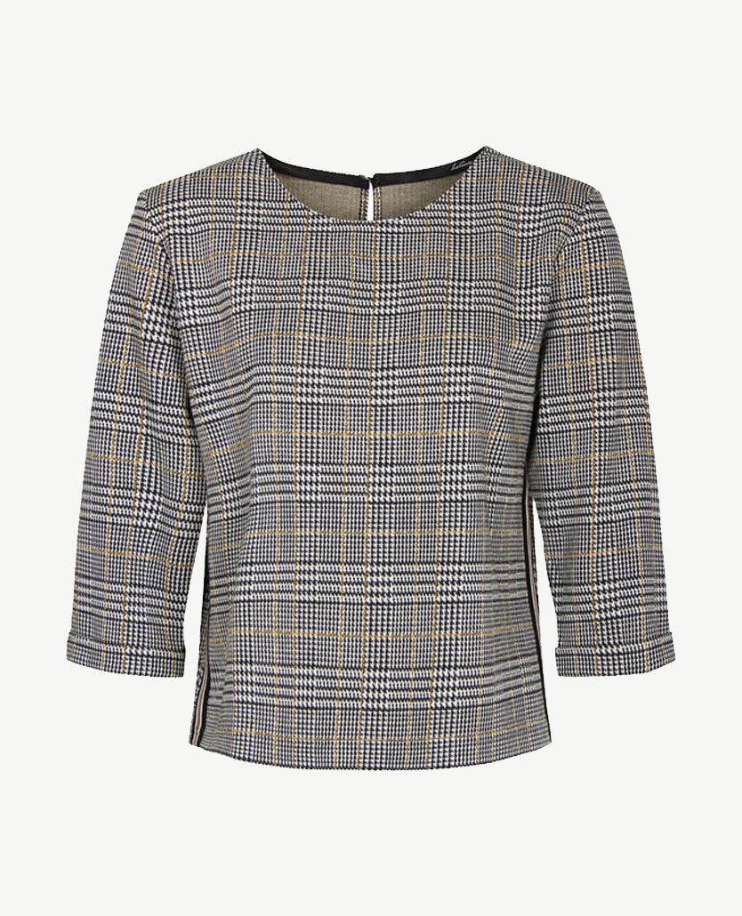 Le Comte - Top/tuniek - ronde hals - Pied-de-poule zwart