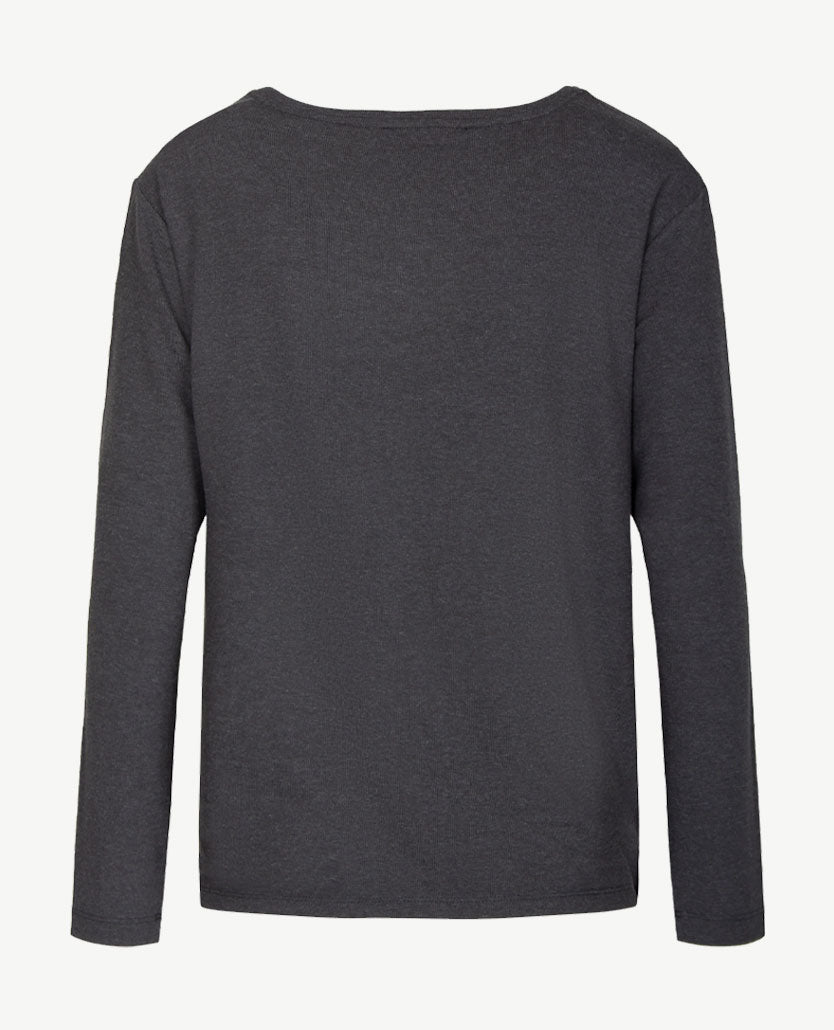 Le Comte - Tuniekblouson/top - ronde boothals - Antraciet melee met dessin