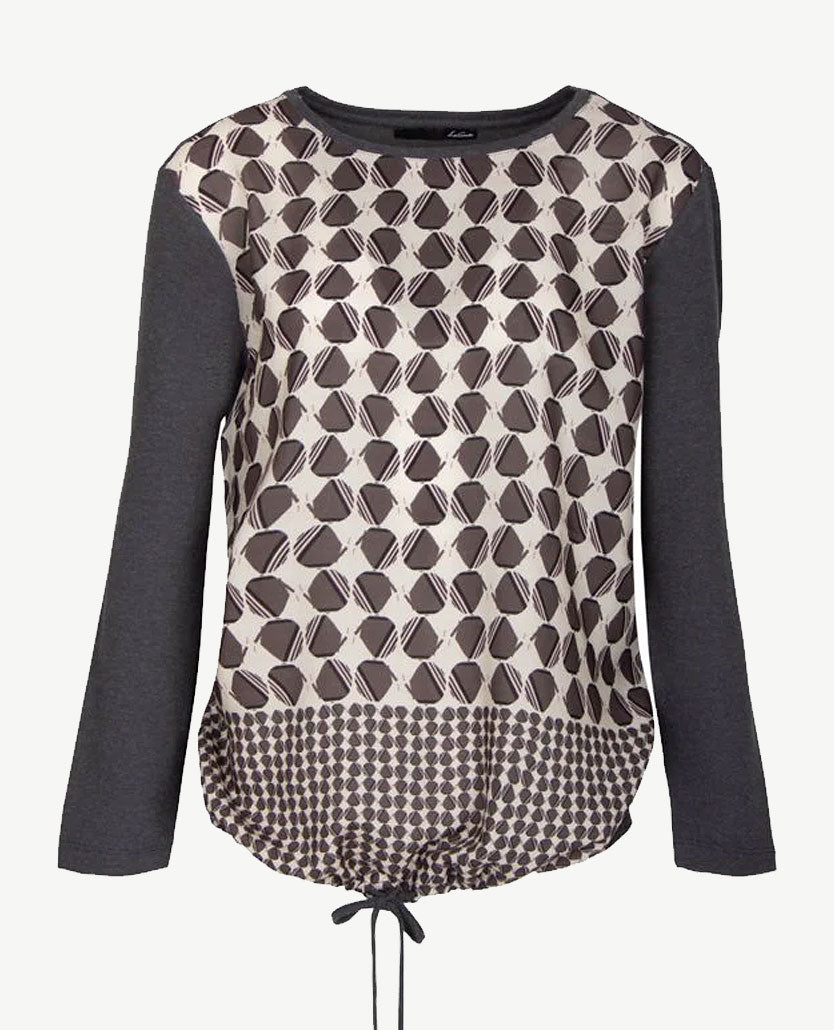 Le Comte - Tuniekblouson/top - ronde boothals - Antraciet melee met dessin