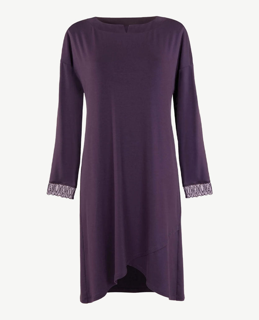 Lisca - Lounge/Nachthemd - ronde v-hals - Aubergine