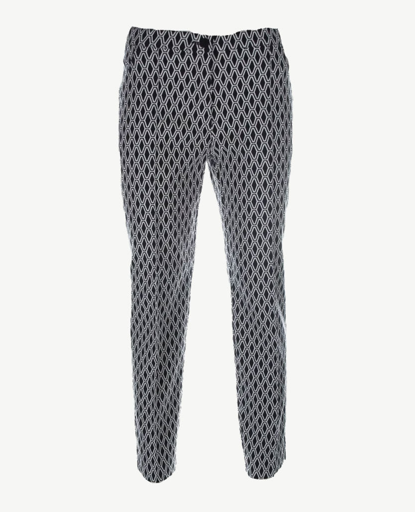 Michèle - Broek ⅞  Extra Slim leg- Dessin zwart/wit
