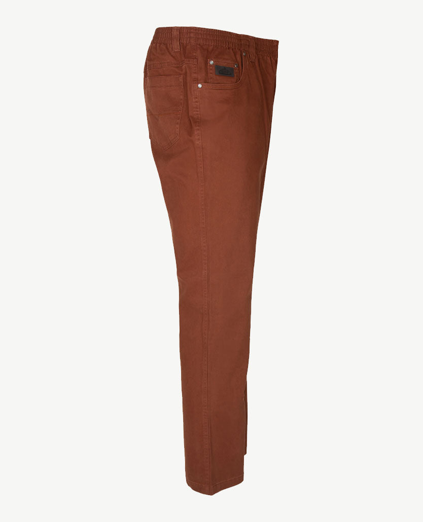 D.Y.P. - Oliver - Elastische band - Luxe katoen - 5-pocket - Warm cognac