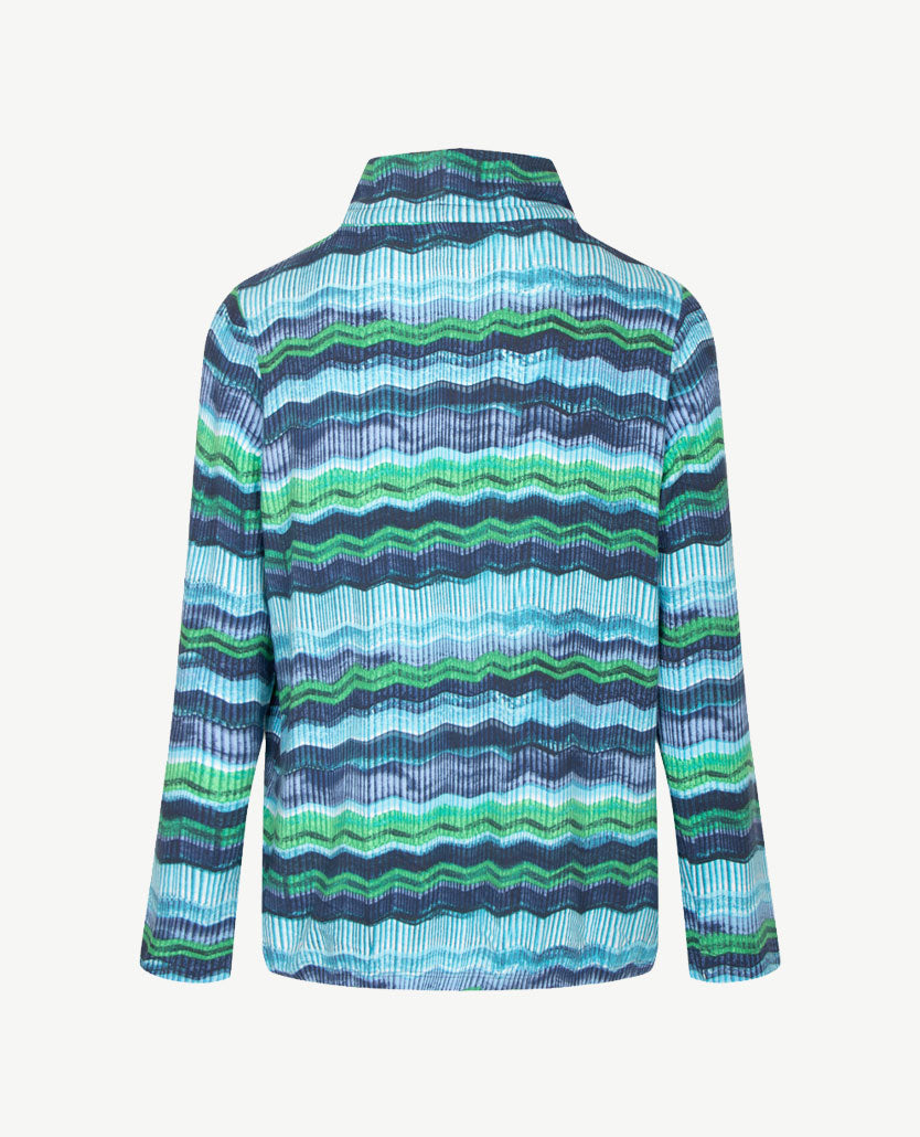 Rabe - Blouson met coll - Zigzag groen, marine, wit en azuur