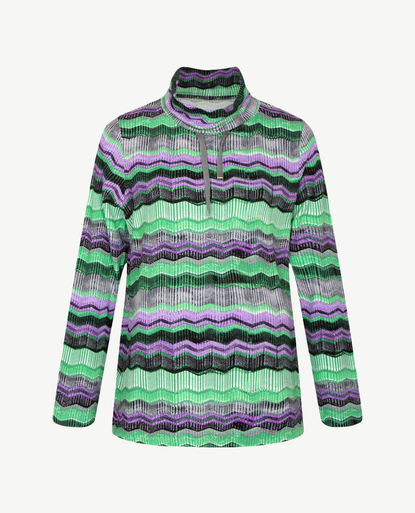 Rabe - Blouson met coll - Zigzag groen, zwart, wit, grijs en lila
