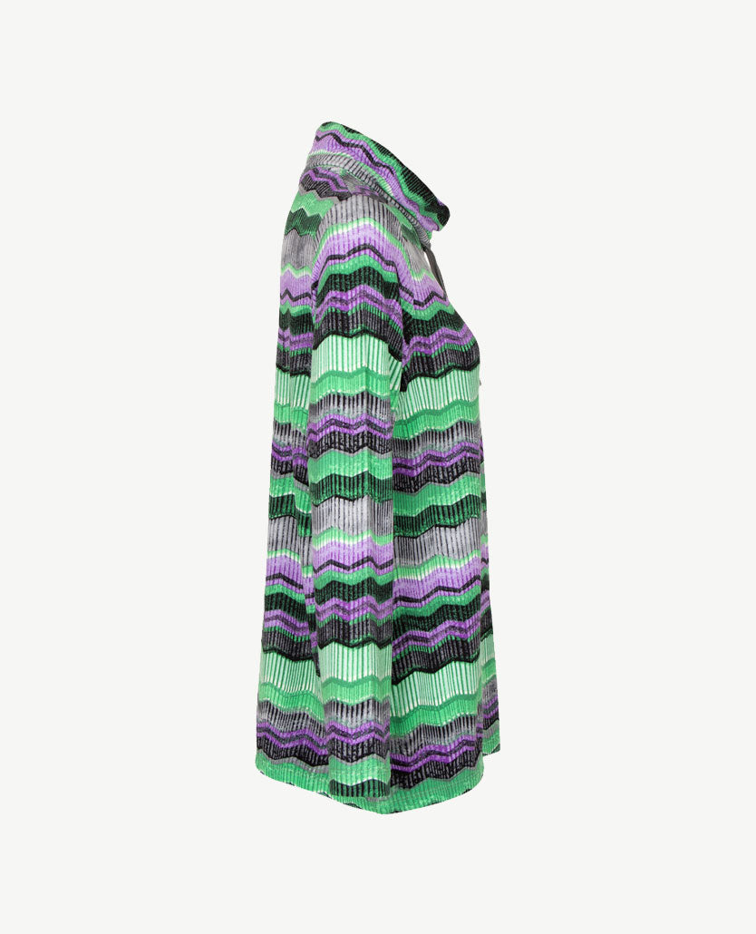 Rabe - Blouson met coll - Zigzag groen, zwart, wit, grijs en lila