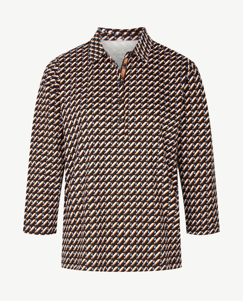 Rabe - Polo - Dessin beige, zwart, blue en camel