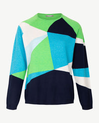 Rabe - Pullover - Ronde hals - Marine, groen, azuur en off-white