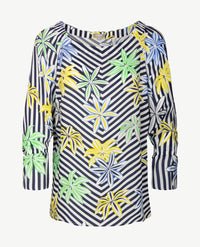 Rabe - Blouse in dessin van marine, wit, groen en blue
