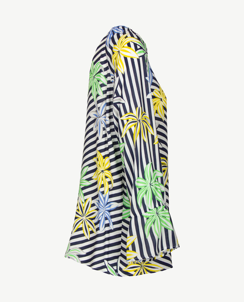 Rabe - Blouse in dessin van marine, wit, groen en blue