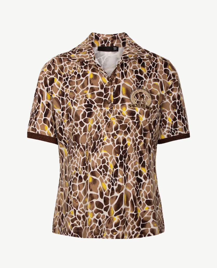 Rabe - Polo - Dessin slang met geel, wit, beige en bruinen