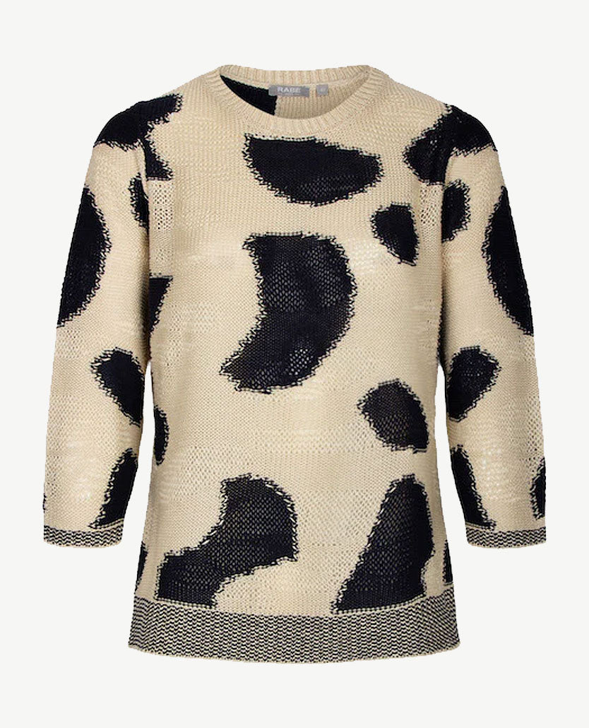 Rabe - Pullover - ronde hals - Beige met marine