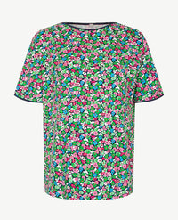 Rabe - Top - Boothals - Fris dessin met groen, pink, wit en kobalt
