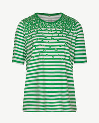 Rabe - Top - Dessin groen en wit met vlinder en streep