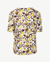 Rabe - Top - ronde hals - Dessin met geel, wit, beige en bruin