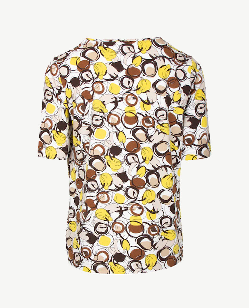 Rabe - Top - ronde hals - Dessin met geel, wit, beige en bruin
