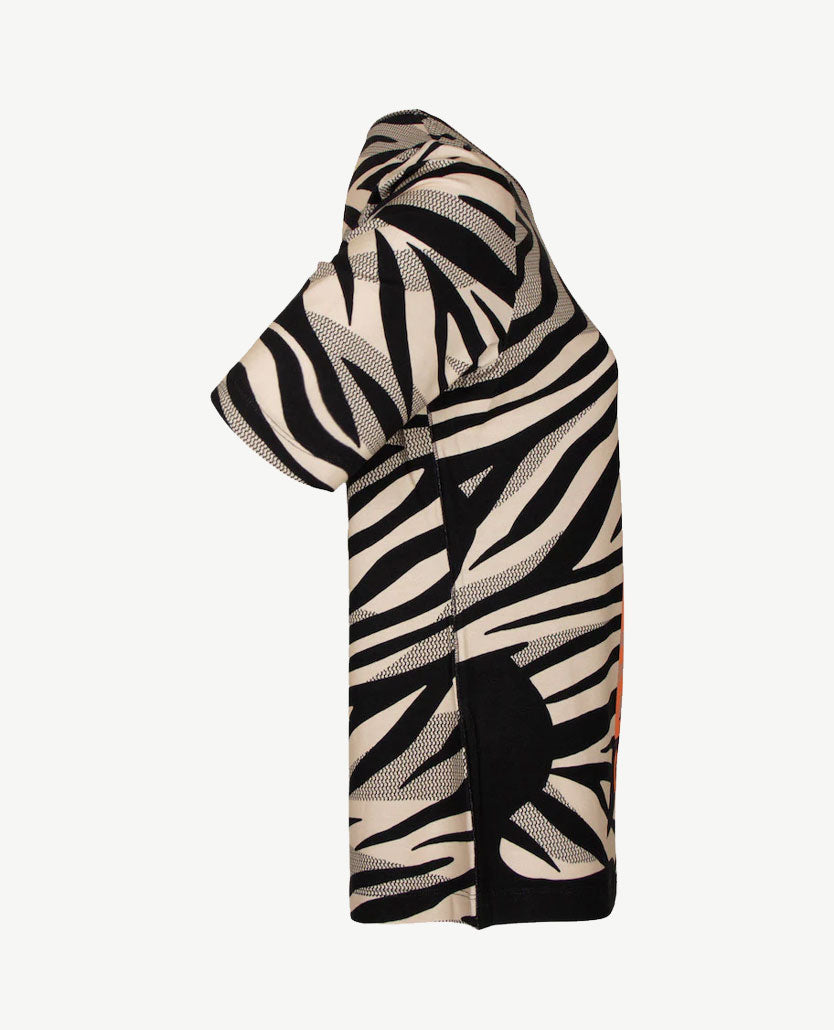 Rabe - Top - ronde hals - Dessin van beige met zwart , pink en oranje