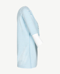 Rabe - Top ronde hals in streep met print in blauw/wit