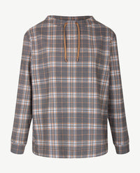 Rabe - Top/tuniek - ronde boothals - Ruitje in cognac, blauw, wit en blue