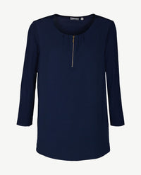 Rabe - Tuniek/blouse - ronde hals met ritsje - Navy