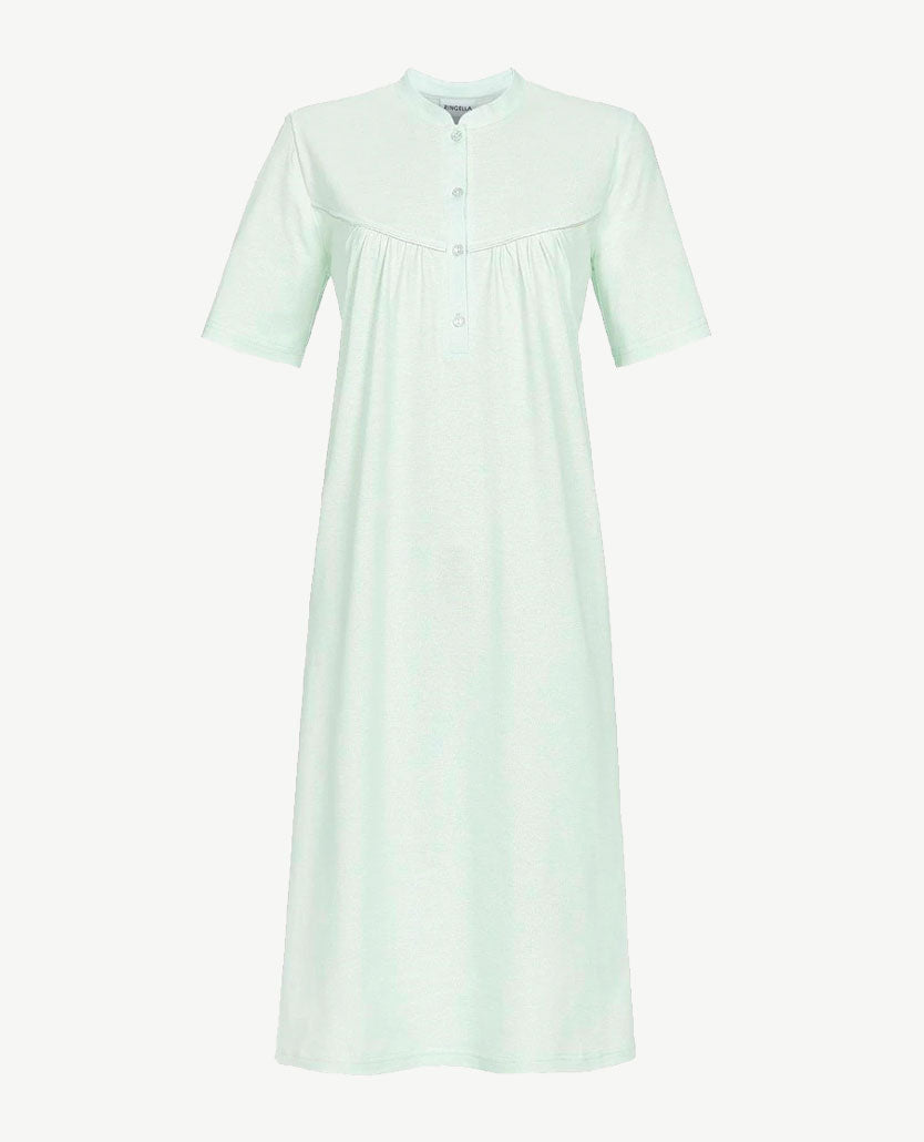Ringella - Klassiek nachthemd met boordje - Klein dessin pastel groen