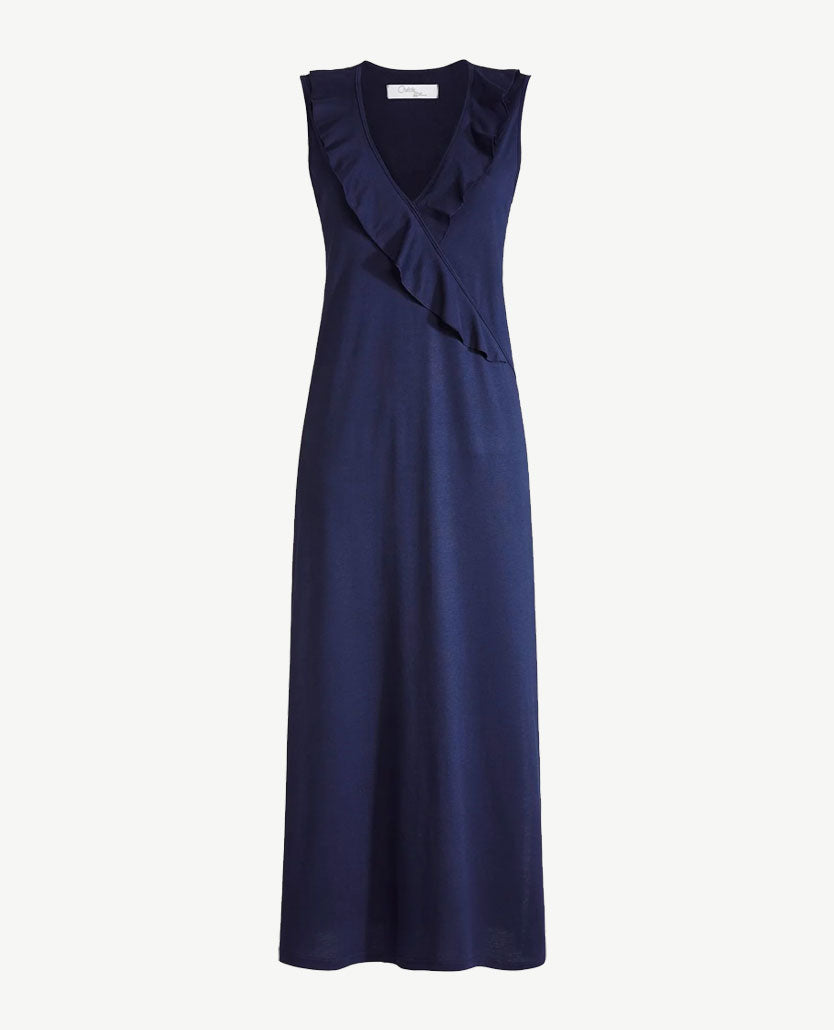 Ringella - Lang Nacht/loungehemd - V-hals - Marineblauw