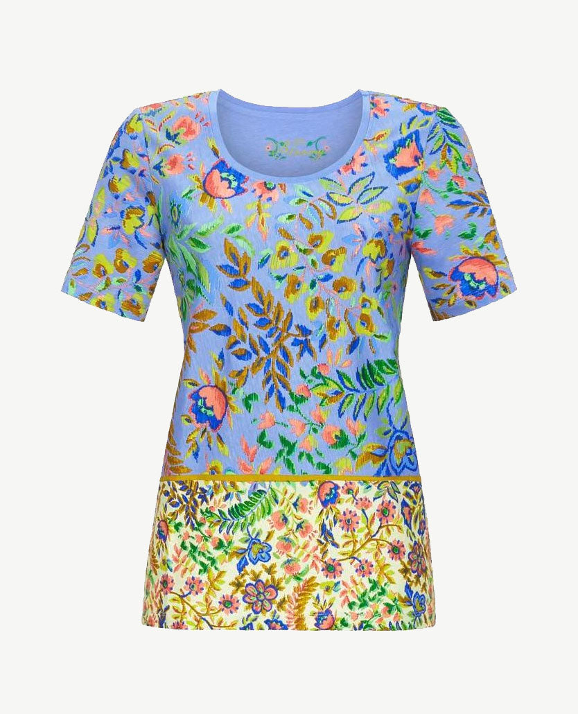 Ringella - Lounge-pyjama - Ronde hals en wijde broek - Bleu met pastellen