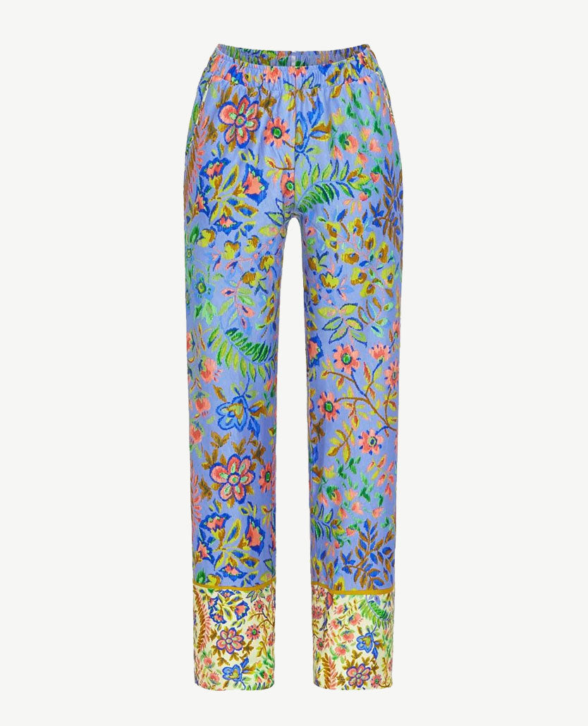 Ringella - Lounge-pyjama - Ronde hals en wijde broek - Bleu met pastellen