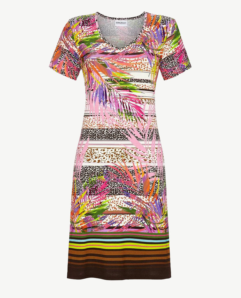Ringella - Lounge/Nachthemd - V-hals - Aflopend dessin floral