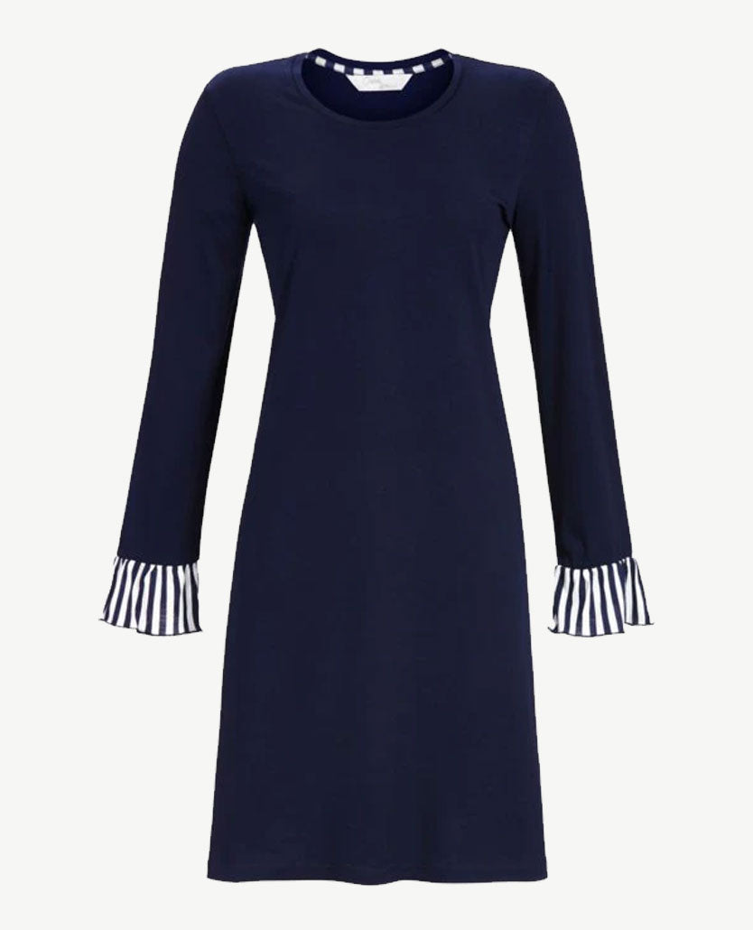 Ringella - Lounge/Nachthemd - ronde hals - Navy met streep