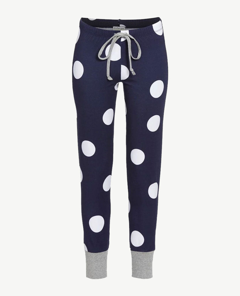 Ringella - Lounge/pyjama - Ronde hals - Grote witte nop en navy