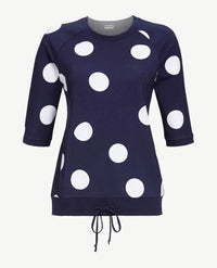 Ringella - Lounge/pyjama - Ronde hals - Grote witte nop en navy