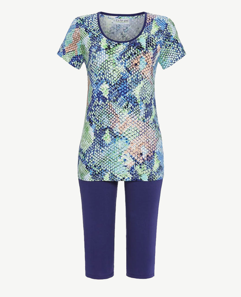 Ringella - Lounge/pyjama - ronde hals en capri broek - Slangendessin