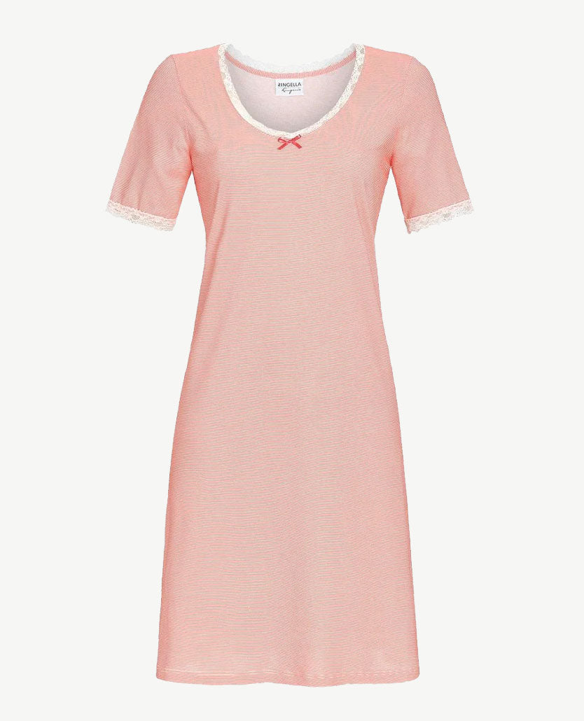 Ringella - Nachthemd V-hals - Streepjes rood-wit