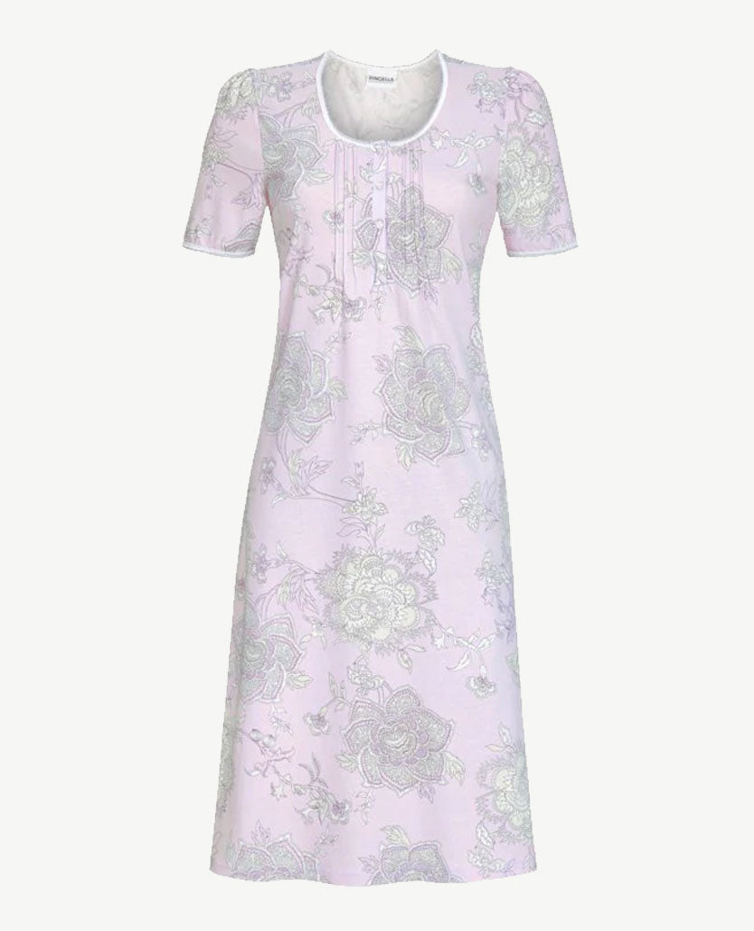Ringella - Nachthemd ronde hals - Dessin Lila met wit