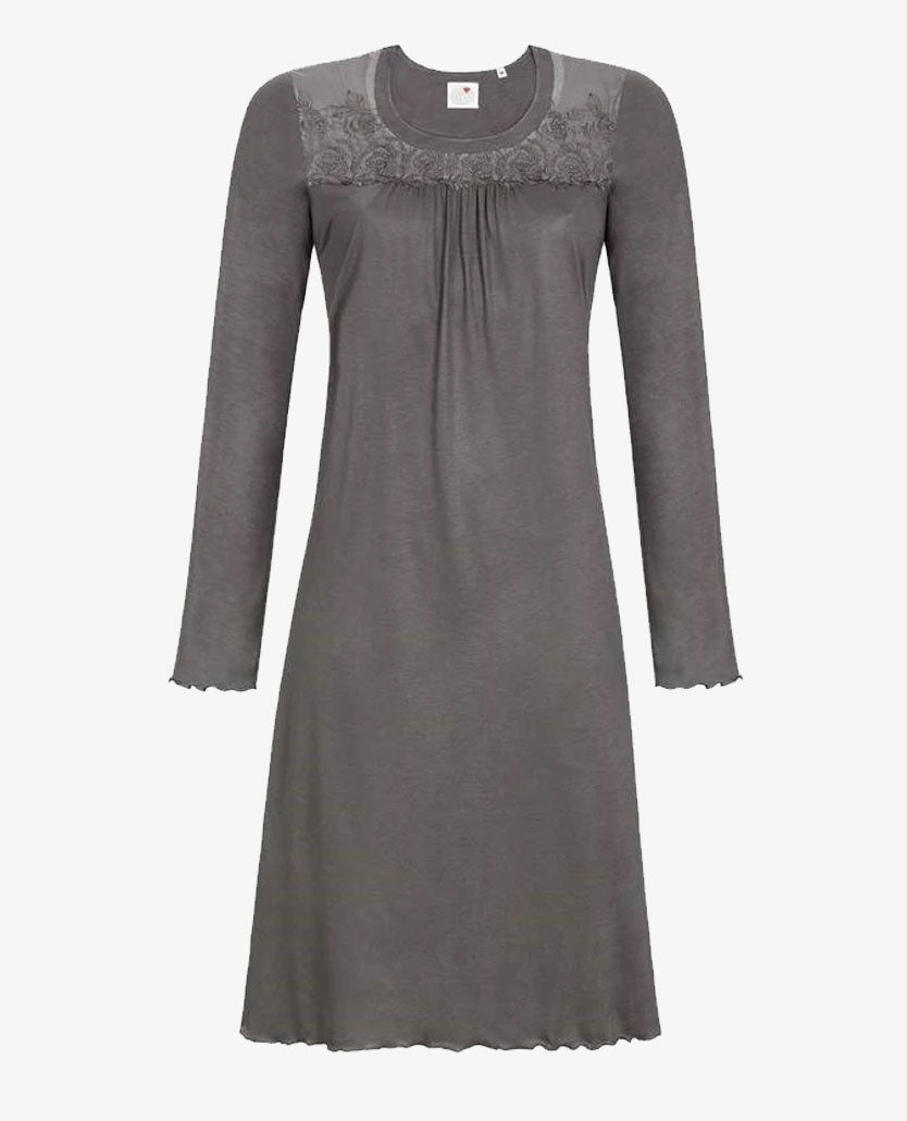 Ringella - Nachthemd ronde hals - Taupe met kant