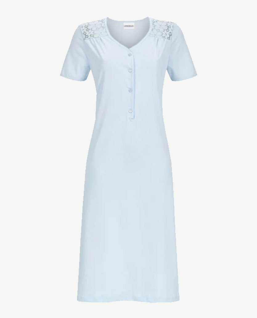 Ringella - Nachthemd, ronde v-hals - Uni blue