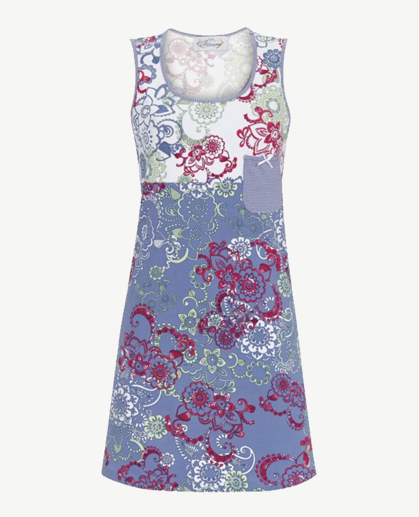 Ringella - Nacht/loungehemd kort - ronde hals - Dessin indigo