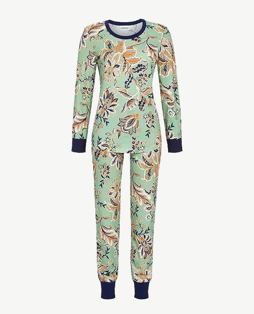 Ringella - Pyjama-lounge - met boordjes - Groot dessin groen